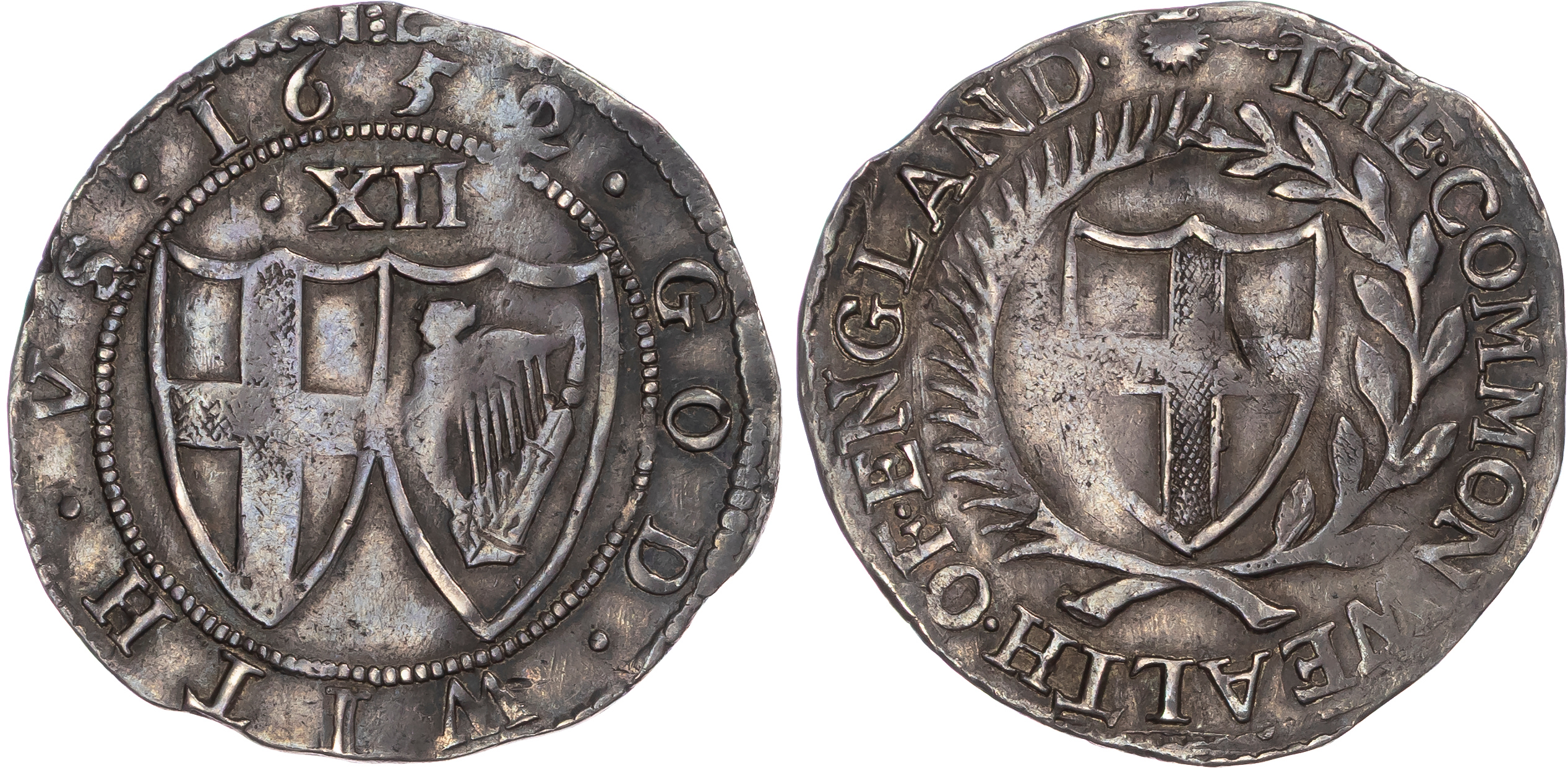 Commonwealth (1649-1660), AR Shilling, 1652, mm. Sun.