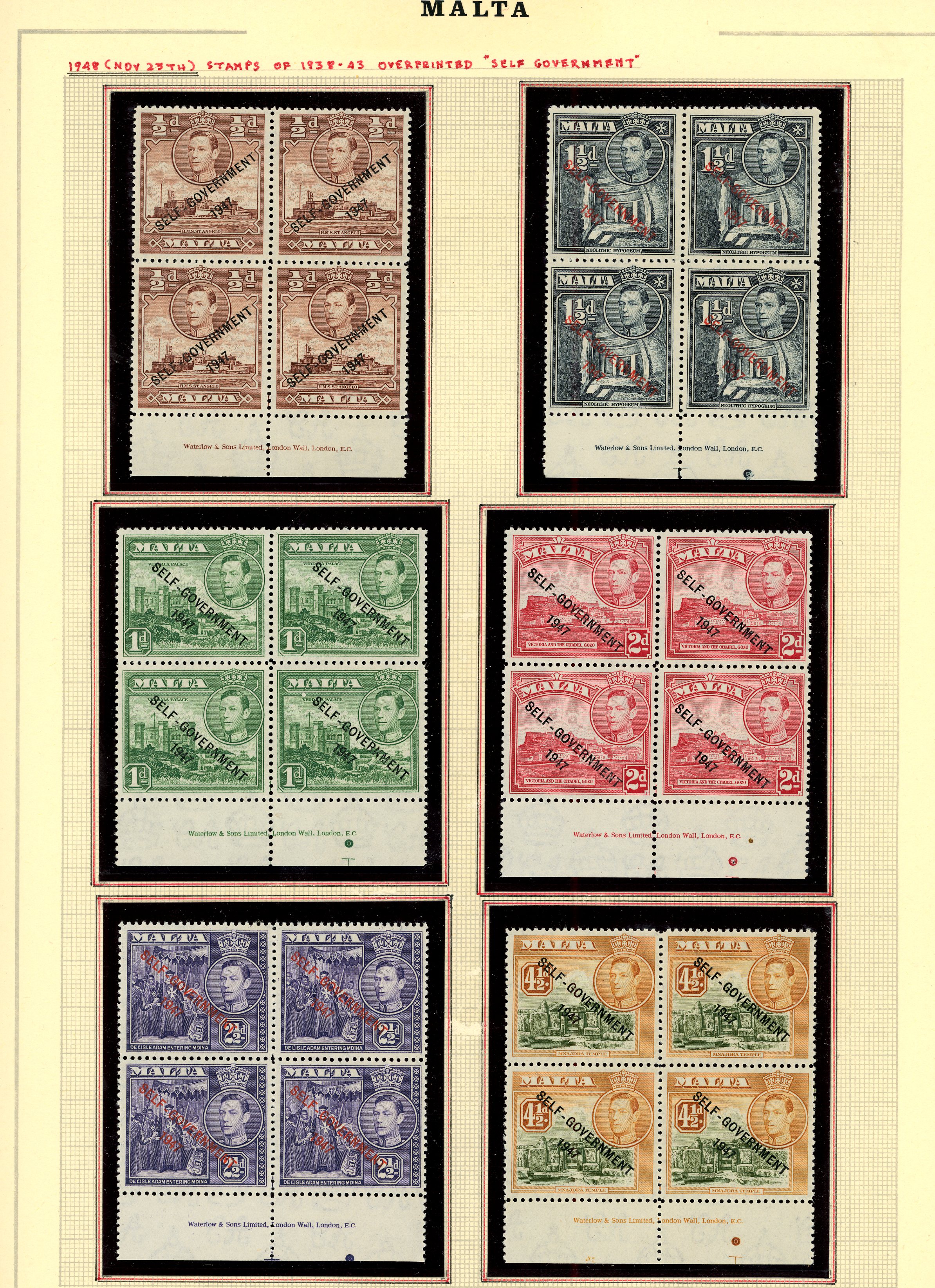 1938 and 1948 sets, unmounted mint...