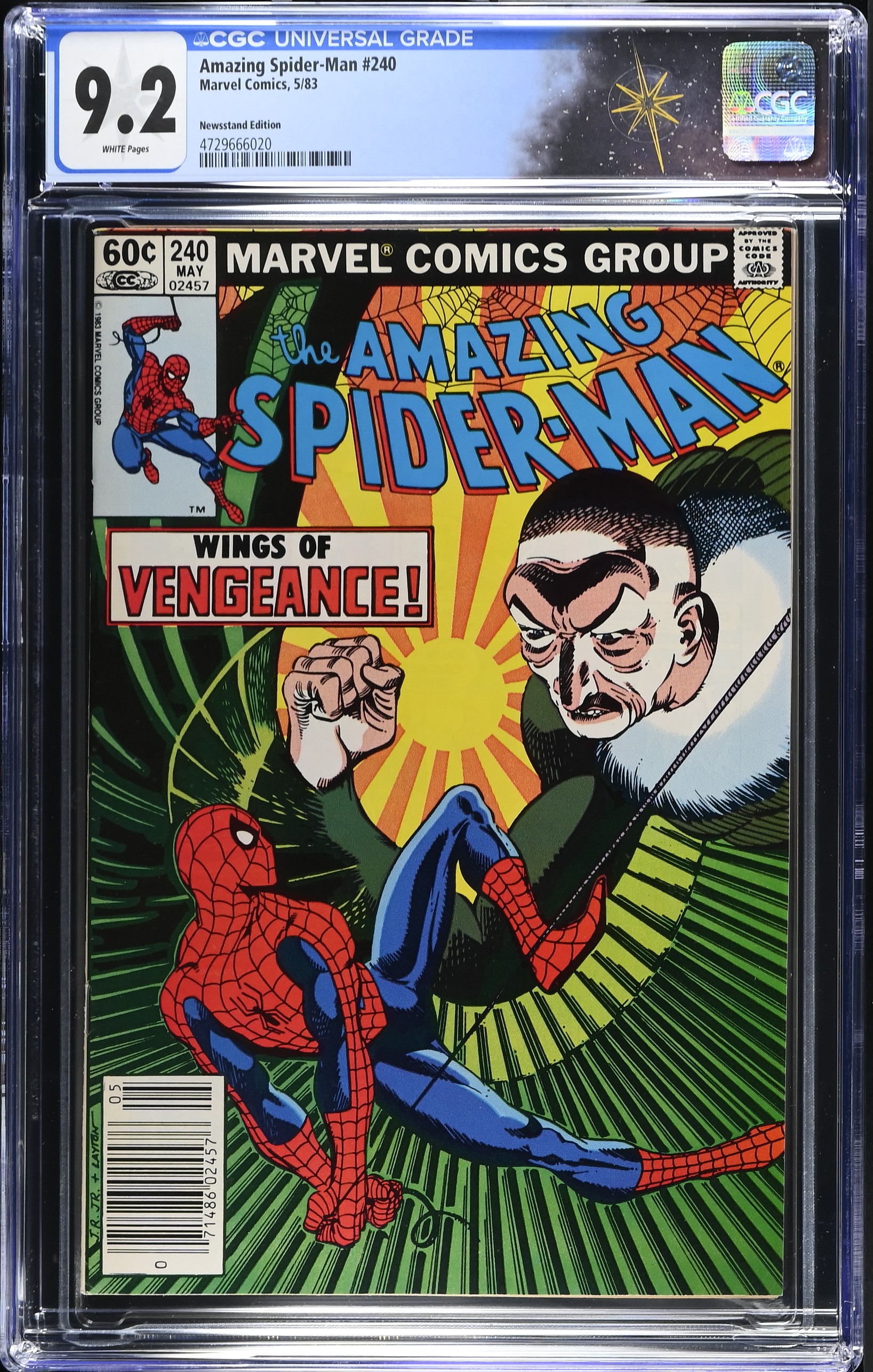Amazing Spider-Man #240 CGC 9.2 Vulture Cover Newsstand Edition (Marvel Comics, 1983) White Pages