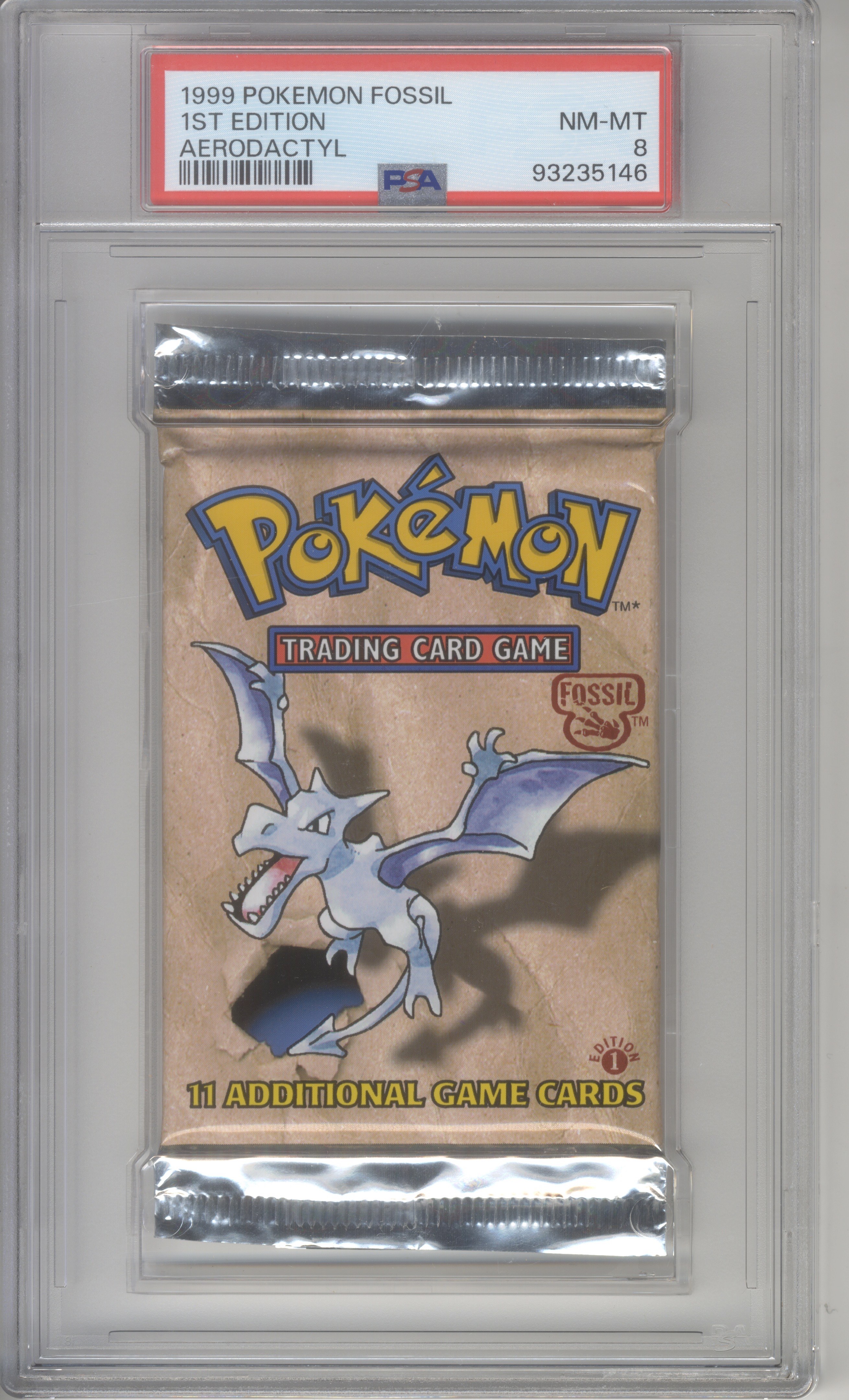 Pok mon TCG PSA 8 1st Ed Fossil Aerodactyl Booster Pack Sealed 26 Pok mon TCG PSA 8 1st Ed Fossil Aerodactyl Booster Pack Sealed 26