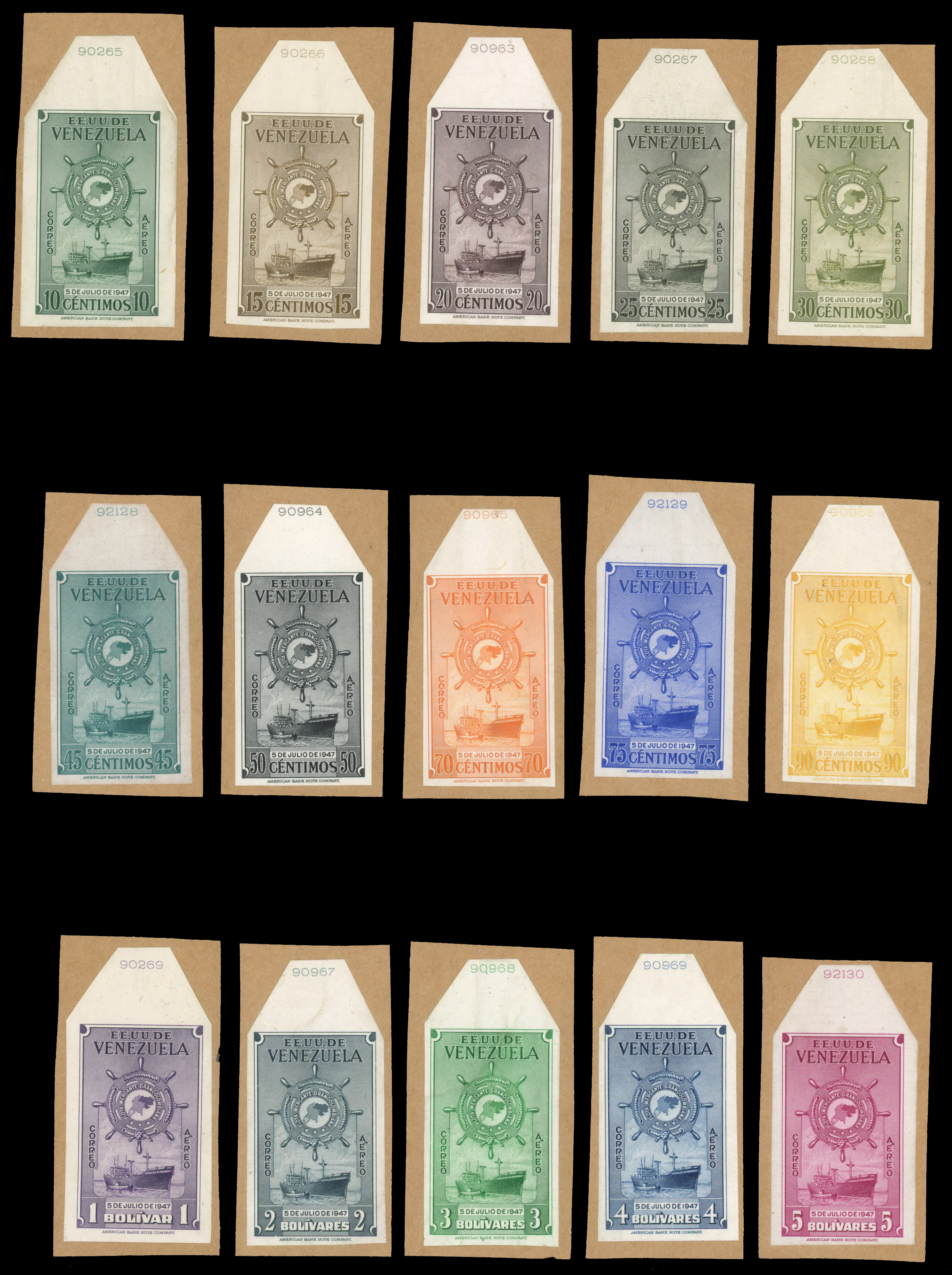 1947 Merchant fleet, Postage & Air set 29 imperf die proofs 
