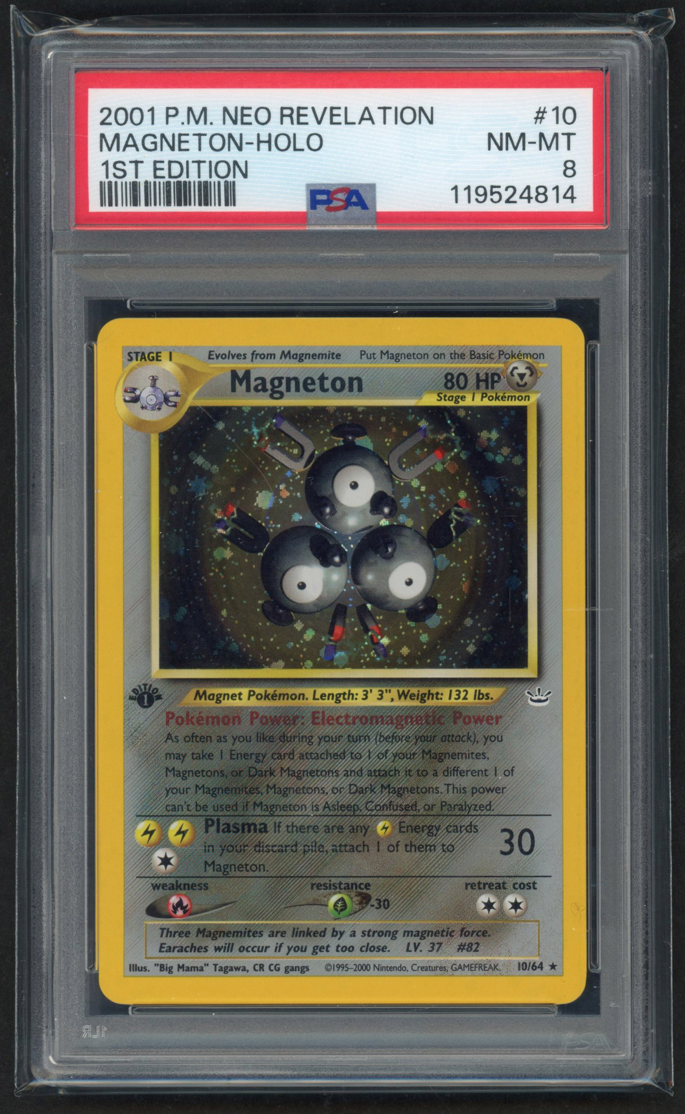 PSA 8 Magneton 1st Edition Holo #10 - Neo Revelation