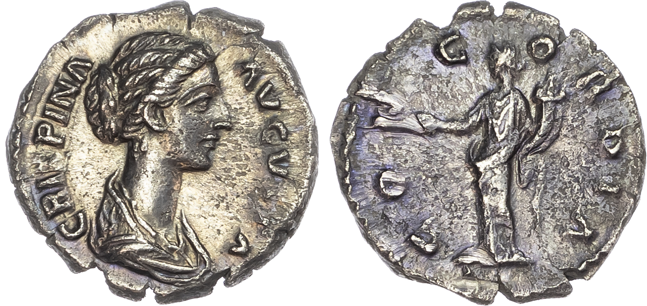 Crispina (Wife of Commodus) AR Denarius, Rome, AD 178-192, 2.99g. 