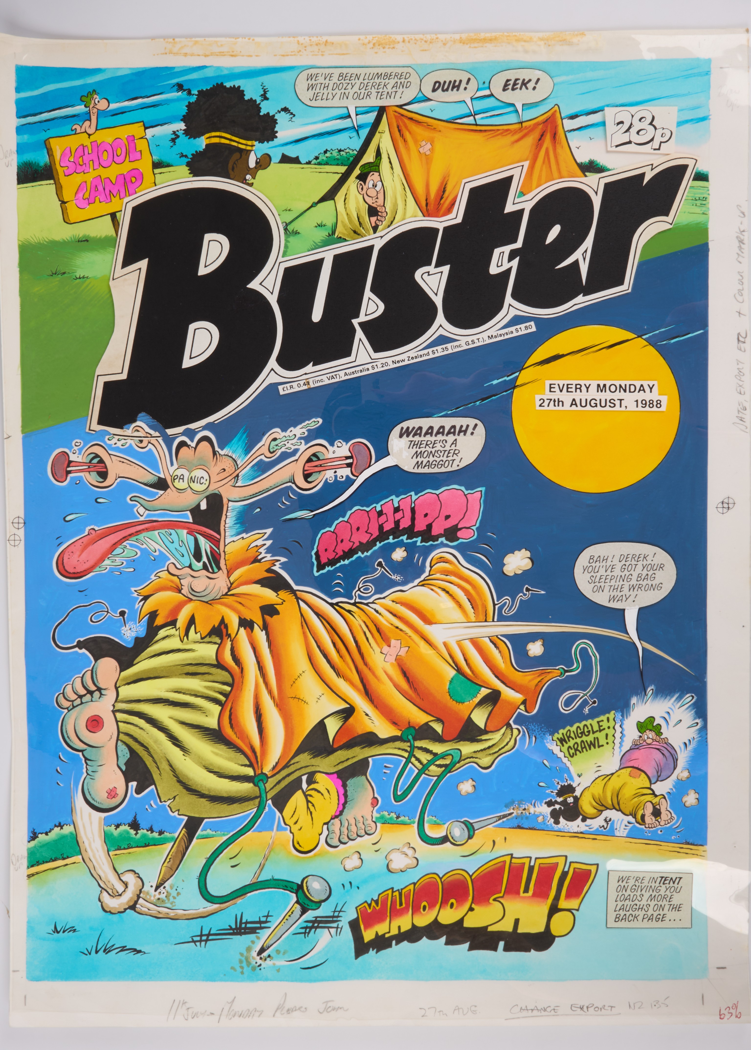 Tom Paterson Buster 27th August 1988 Comic Cover Art (Fleetway, 1988) Total 2