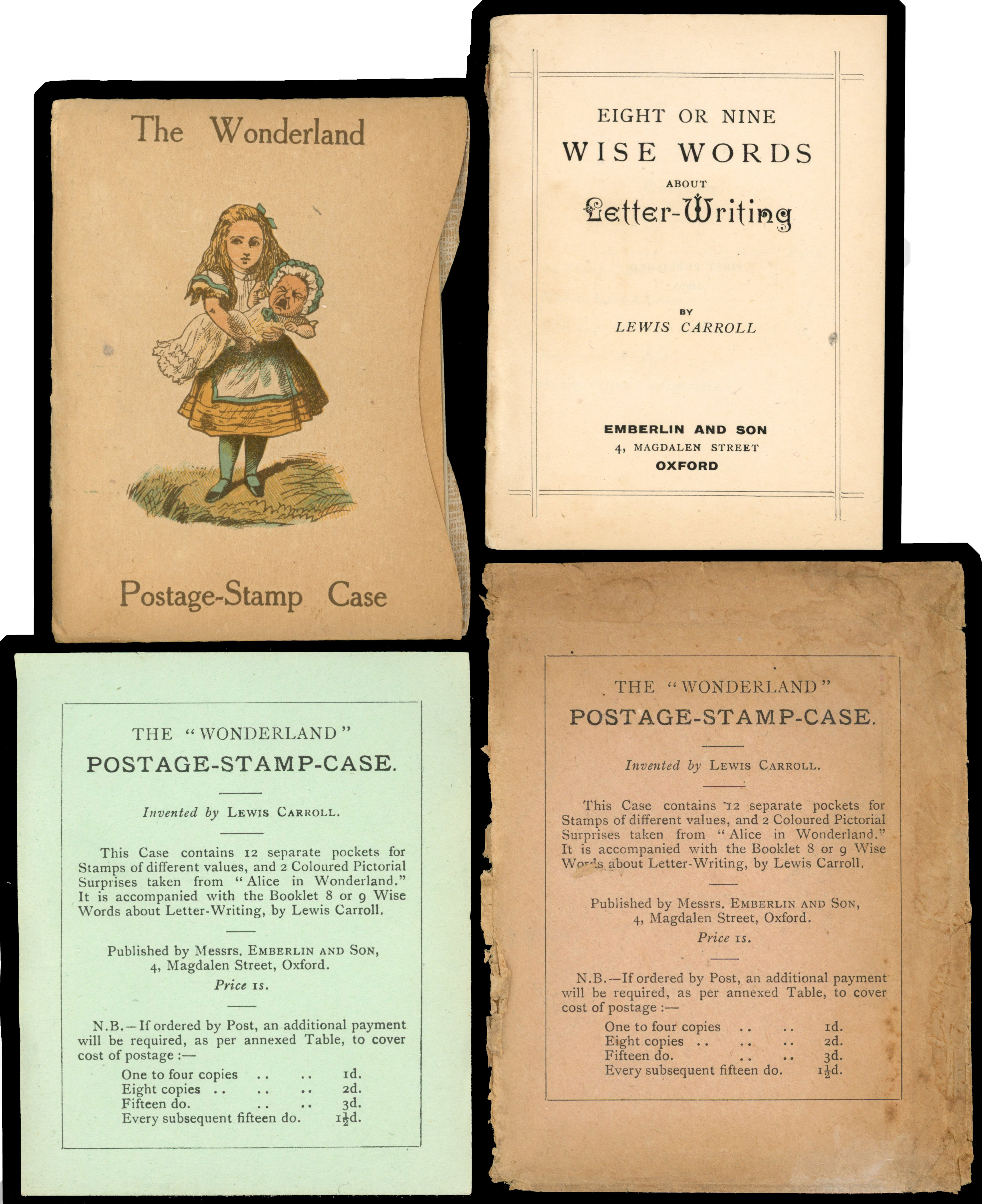 1890 Lewis Carroll ‘The Wonderland Postage-Stamp Case' containing used 1887 Jubilee set to 1s, complete with