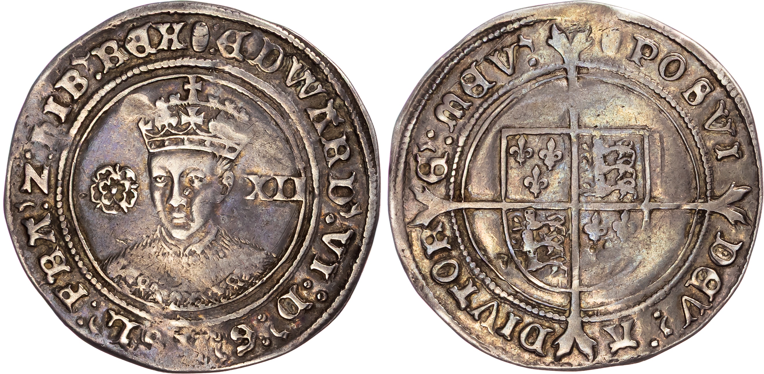Edward VI (1547-1553), AR Shilling 5.99gm., Third period, Fine Silver issue, mm. Tun.