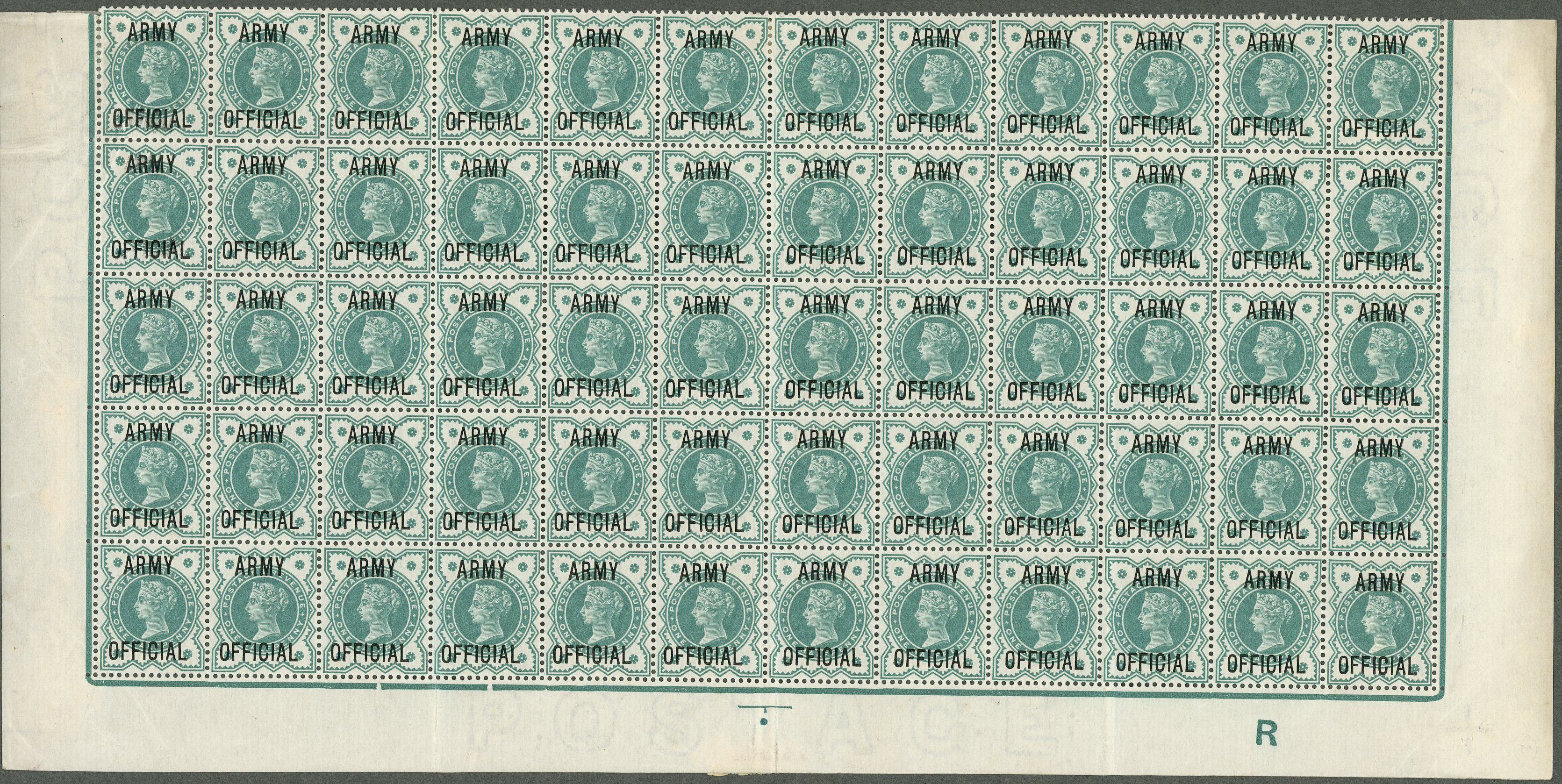 Army Official. 1900 ½d blue-green...