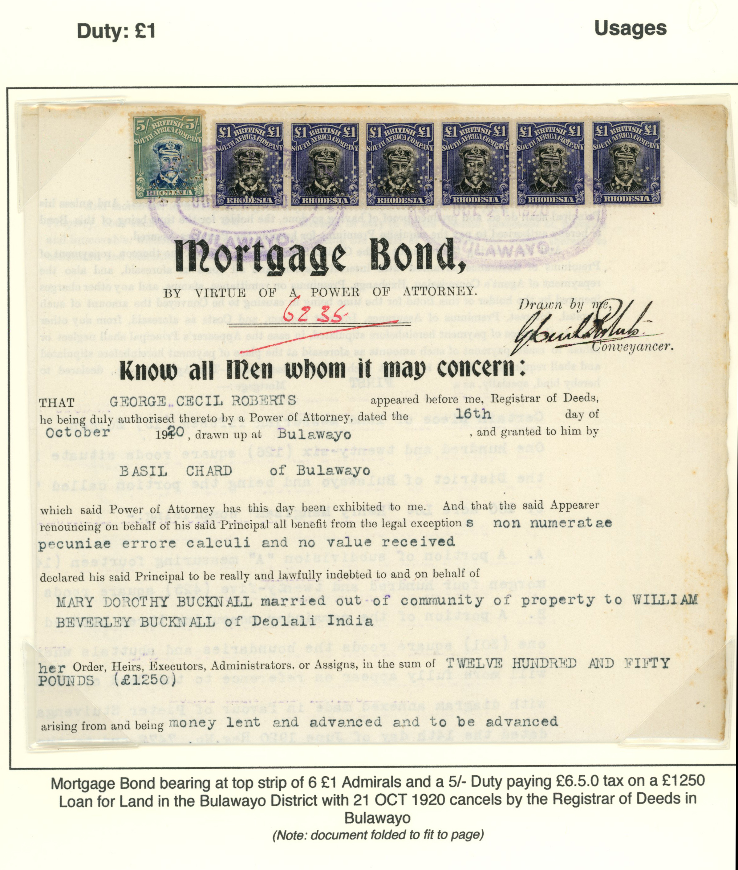 1918-21 £1 Head Die IIIB, perf 14. Strip of...