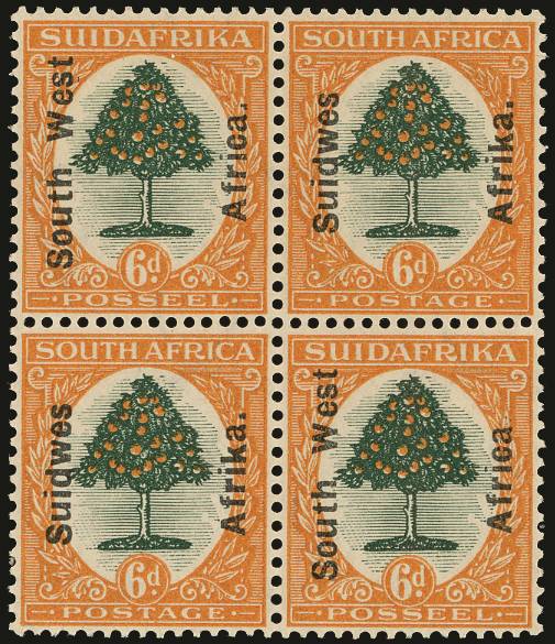 SOUTH WEST AFRICA SG 47a 1927 6d VAR AFRICA WITHOUT STOP O.G.