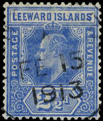 1907 2½d bright blue watermark MCA, used with Montserrat CDs of FE 15 1913, R6/1 wide 'A'.  SG 40a,...