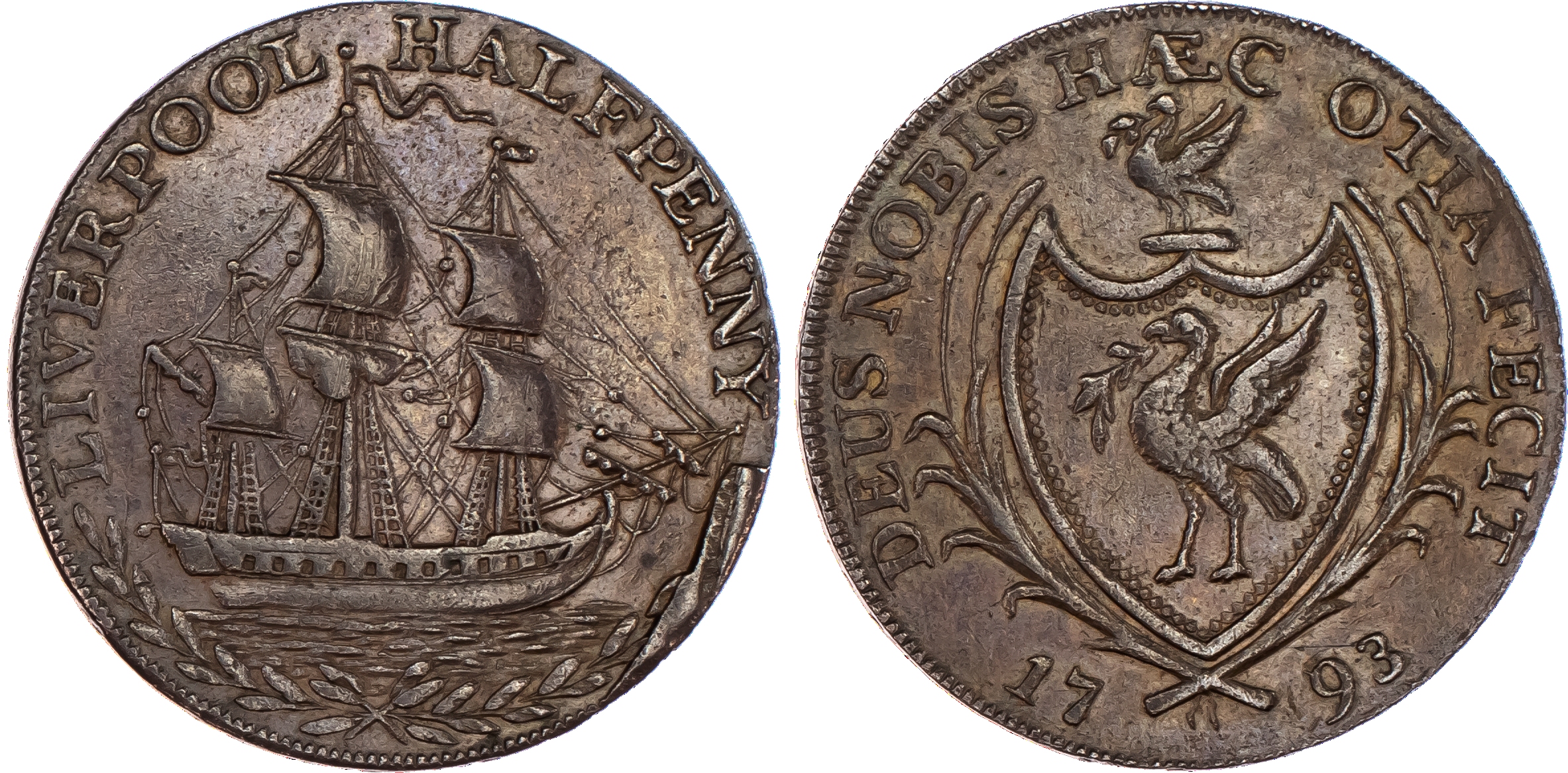 Liverpool, Thomas Clarke Halfpenny 1793,...