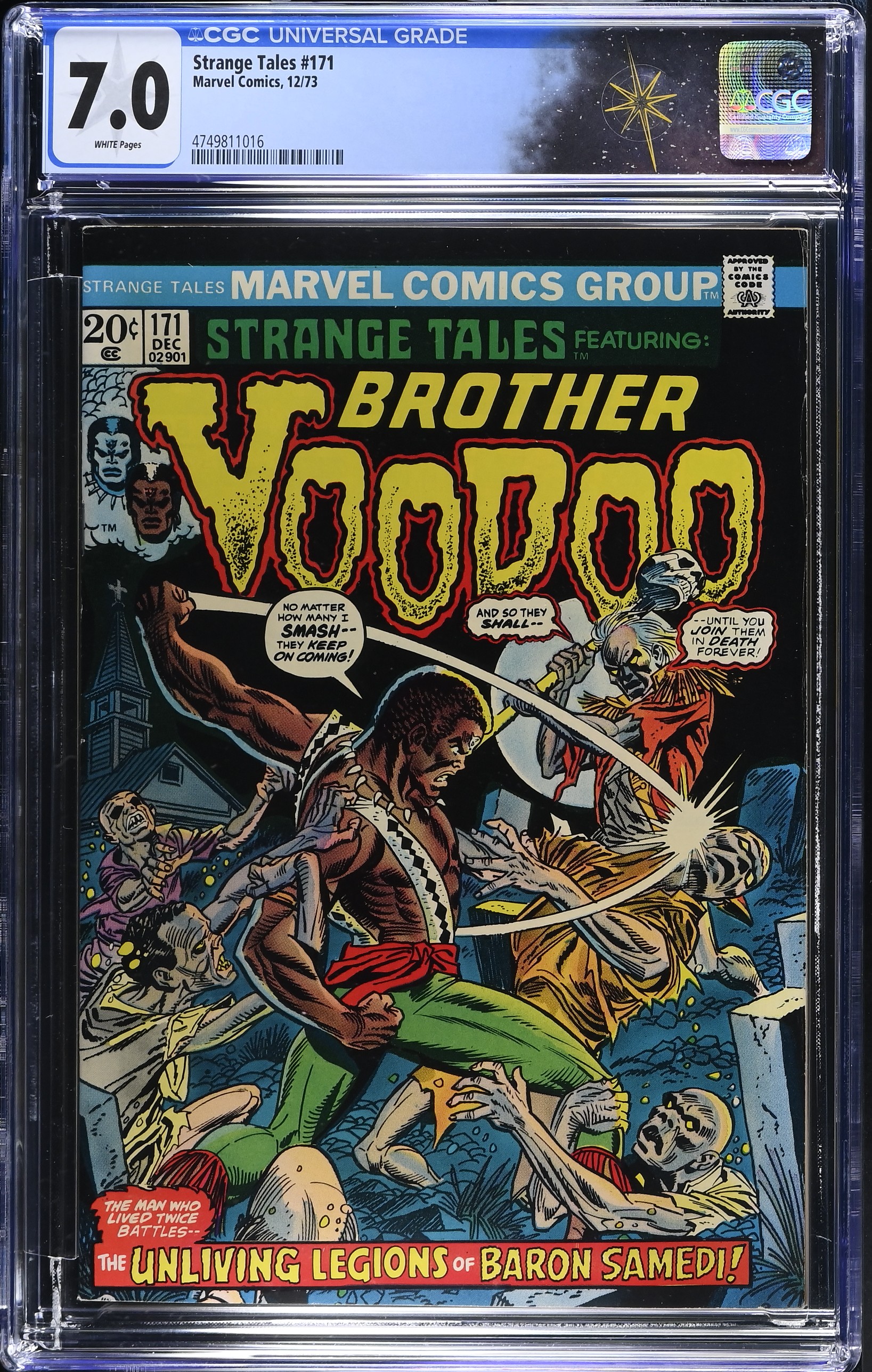 Strange Tales #171 CGC 7.0 1st Appearance of Baron Samedi & 3rd Brother Voodoo (Marvel Comics, 1973) White Pages