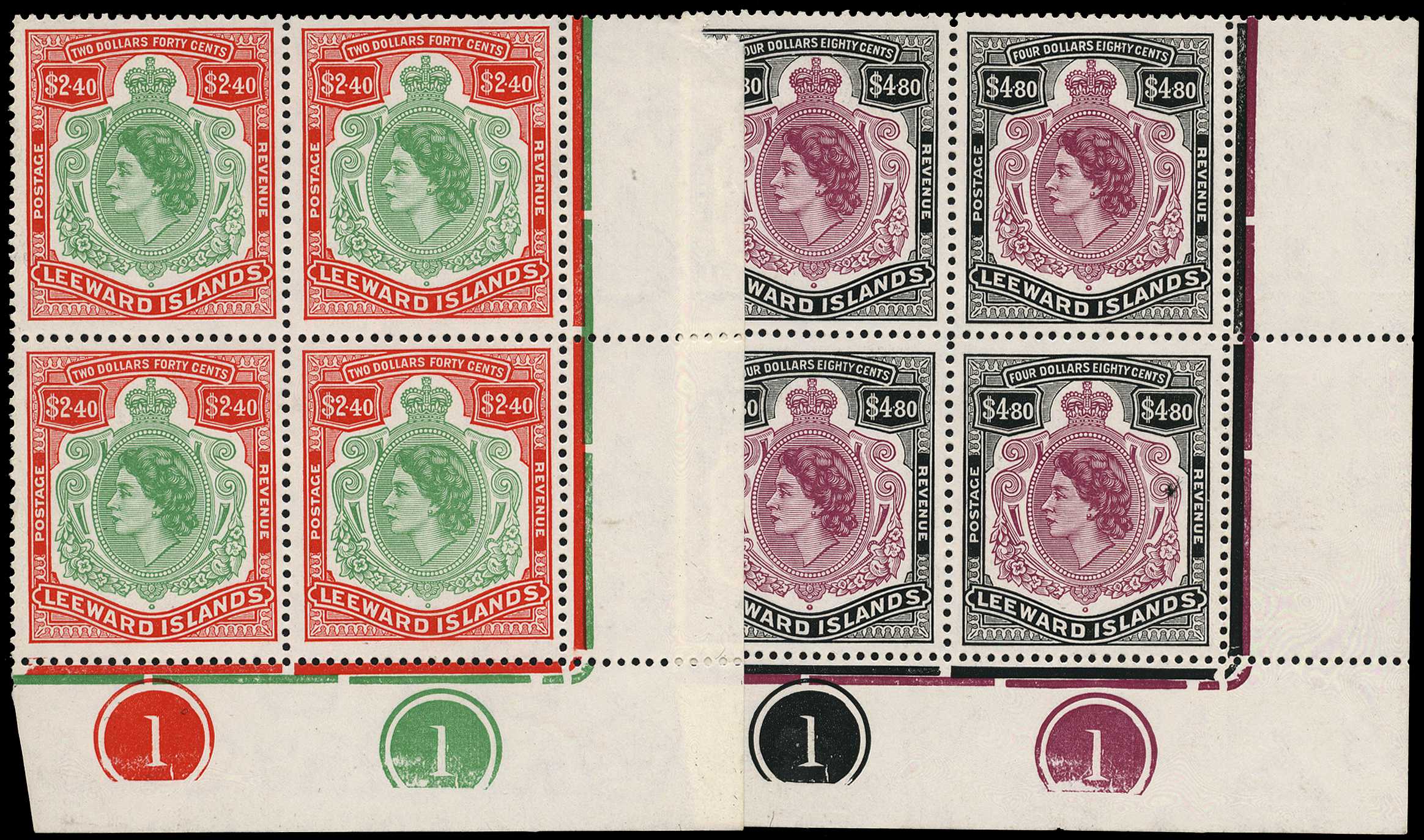1954 $2.40 and $4.80 lower right corner blocks...