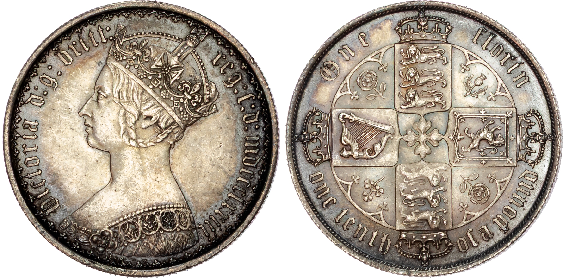 Victoria (1837‑1901), AR Florin, 1873, mdccclxxiii, Die Number 188. 