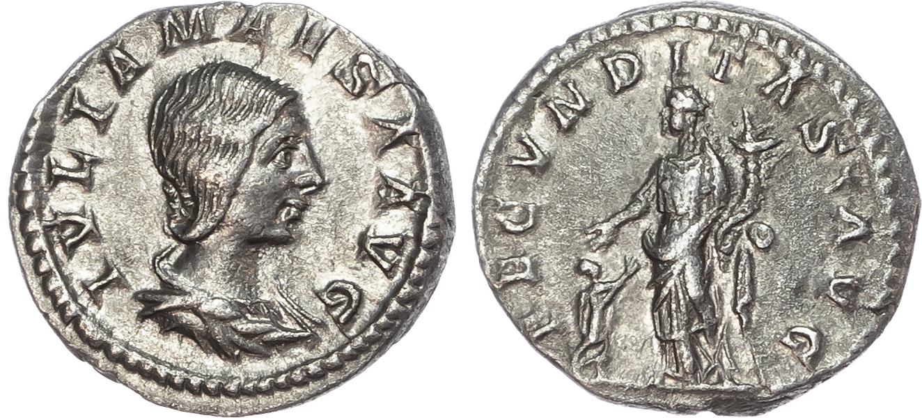 Julia Maesa, grandmother of Elagabalus (AD 218-222) AR Denarius, Rome, AD 218-220, 3.16g. 