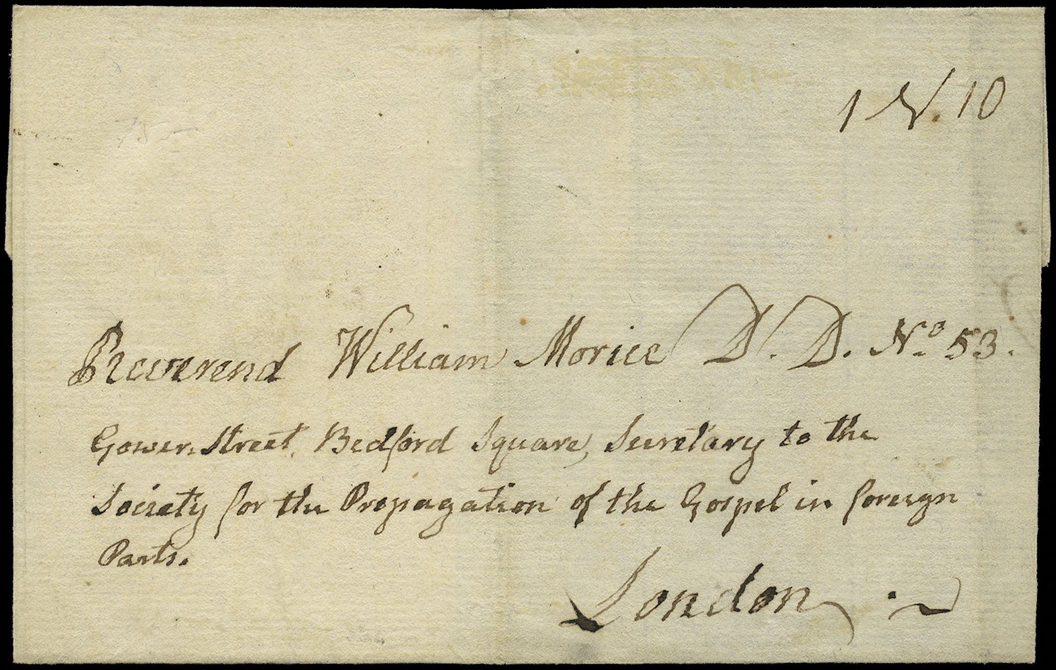 1803 pre-stamp entire missionary letter St....