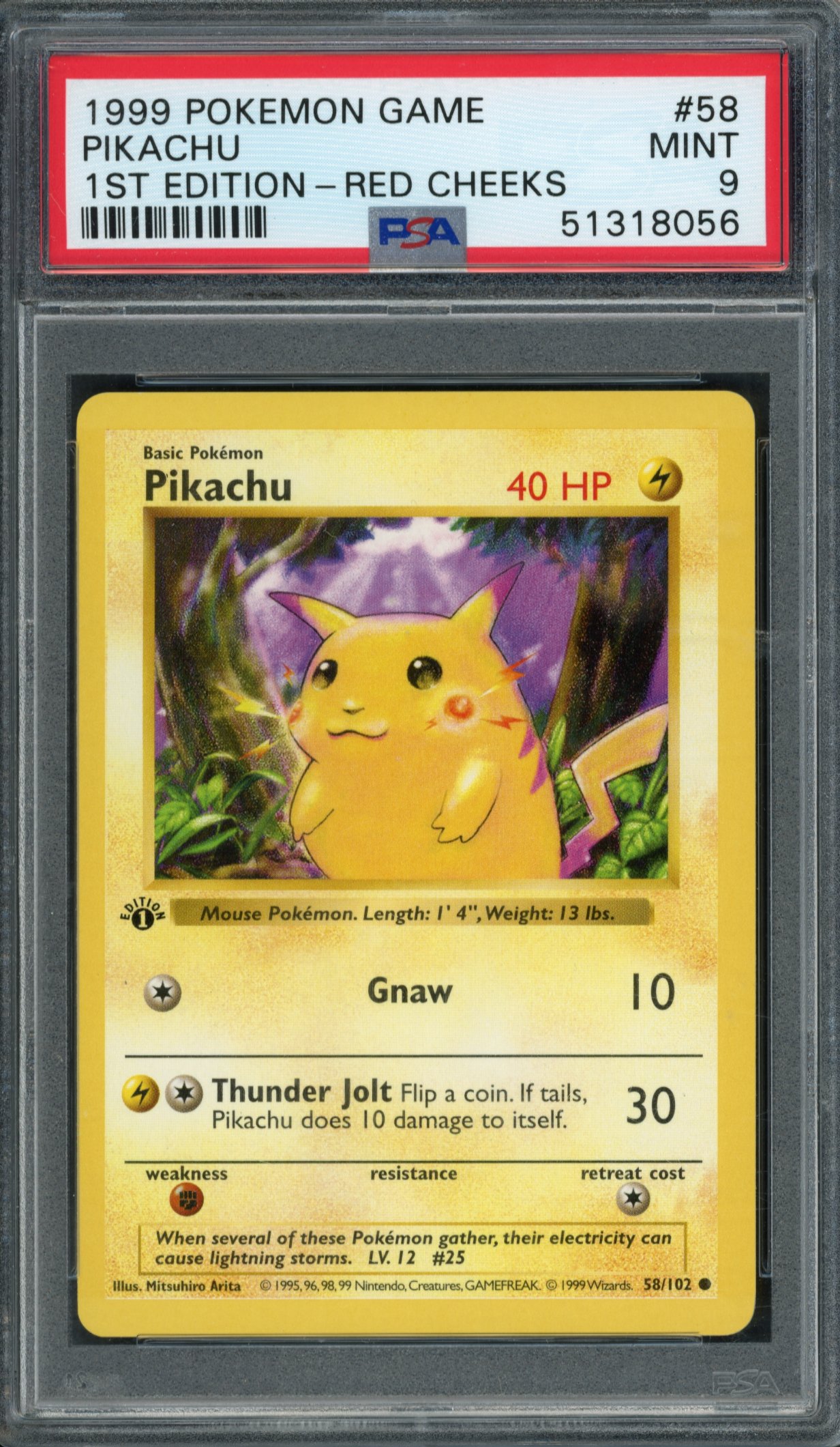 <p>PSA 9 Pikachu 1st Edition Red Cheeks - Base Set 1999</p>