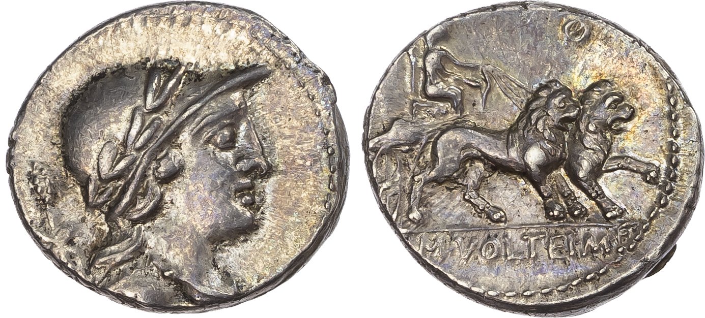 M. Volteius M. f. (75 BC) AR Denarius, Rome, 3.83g. 