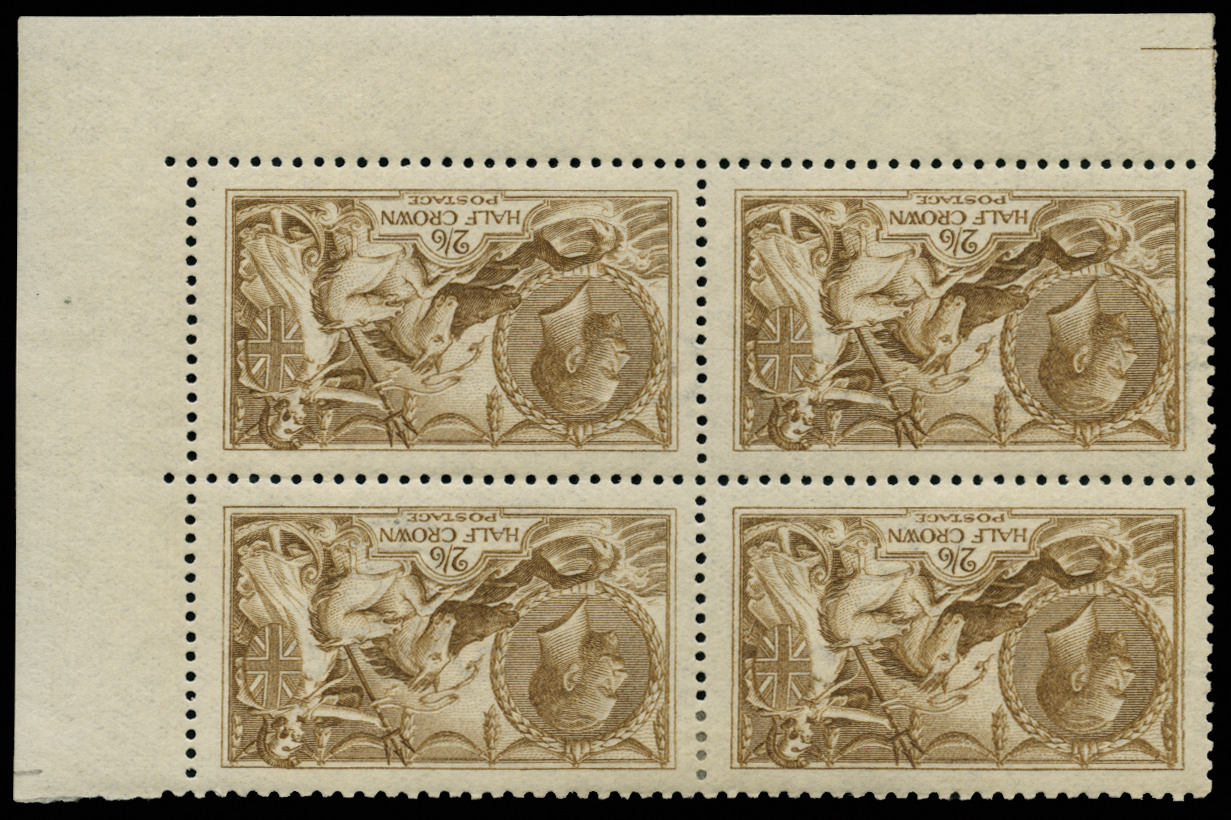 SG406wi 1915 2s6d Pale yellow-brown (Wmk. Inverted) x4