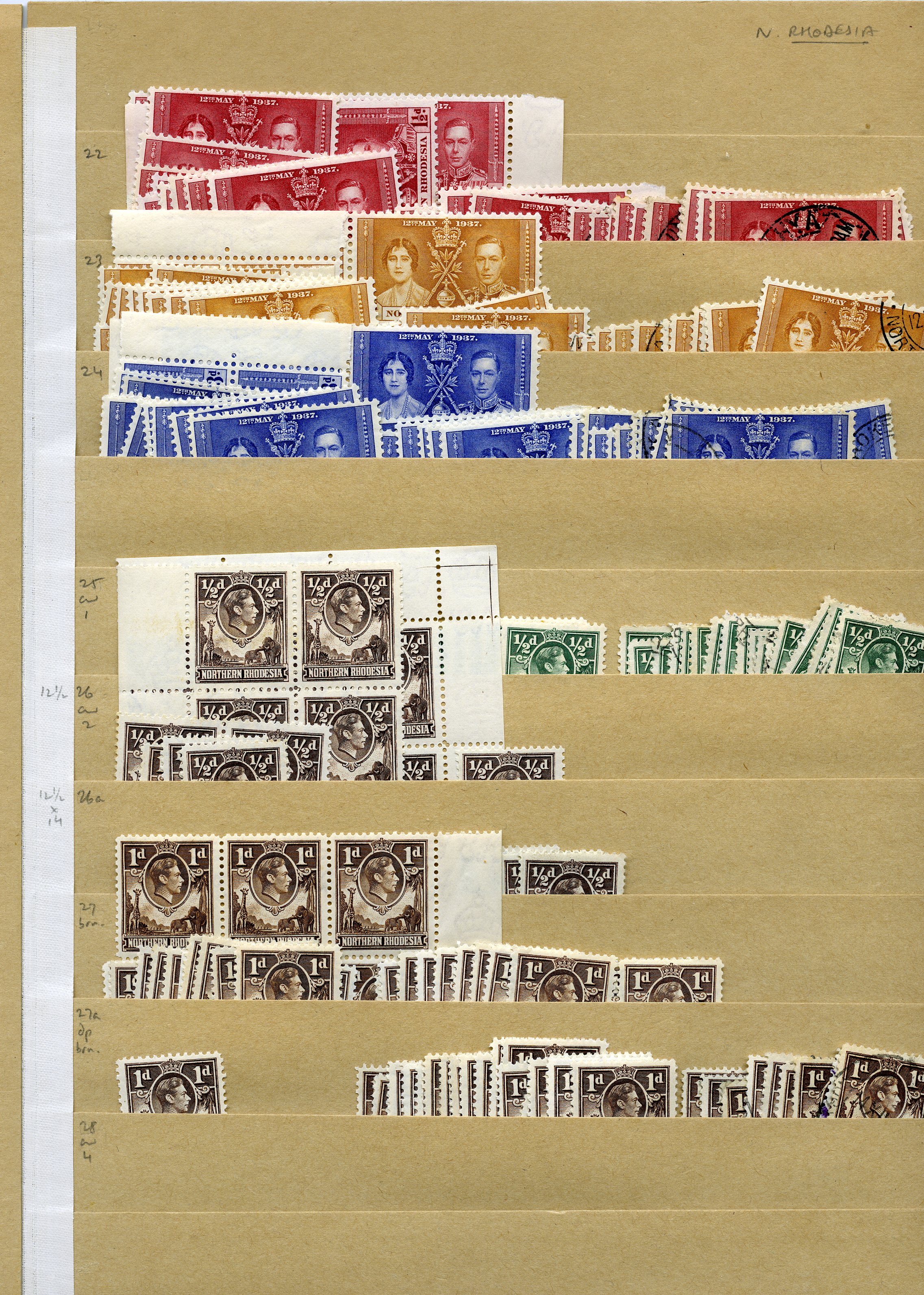 1937-52 KG VI stock on manila stocksheets,...