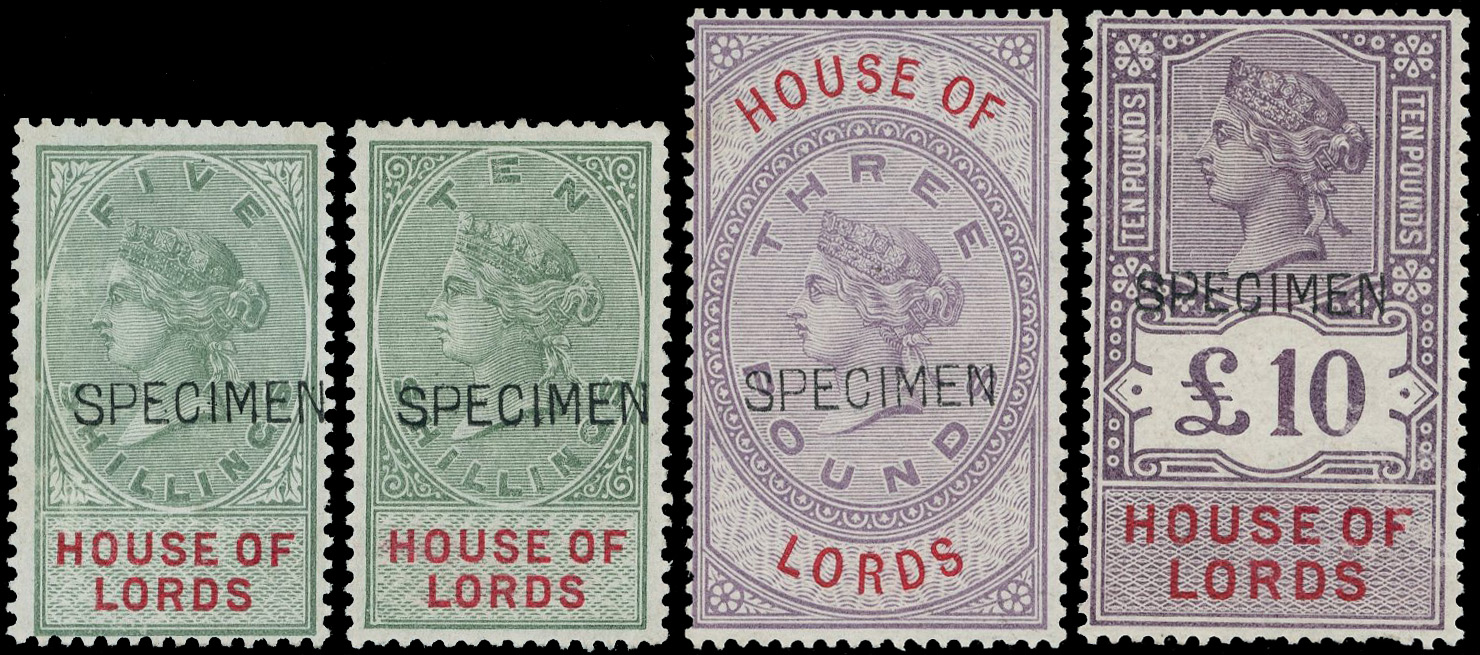 GB QV House of Lords SPECIMEN set 