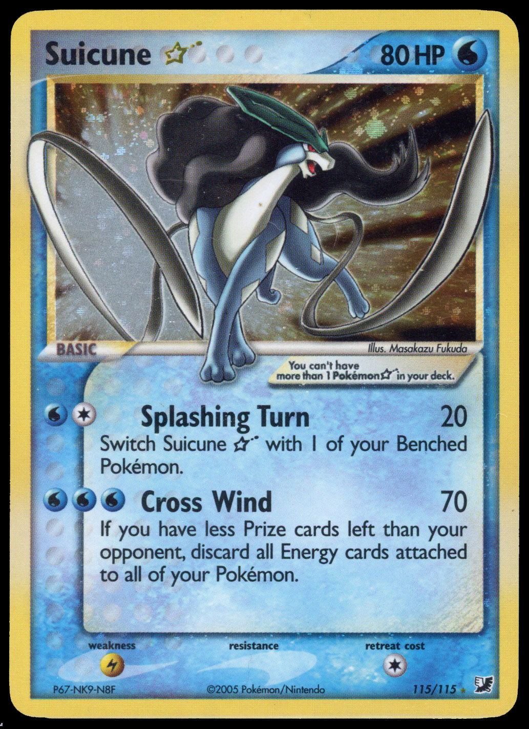 Suicune Gold Star #115/115 - EX Unseen Forces Near Mint