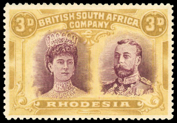 3d deep rose-lilac and ochre perf 15 RSC J, position 1 mint