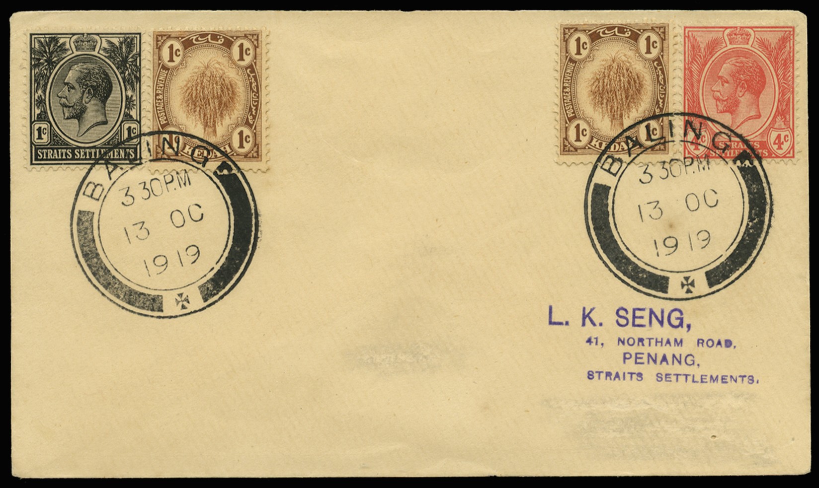 1919 (13 OC) "Seng" cover from BALING to...