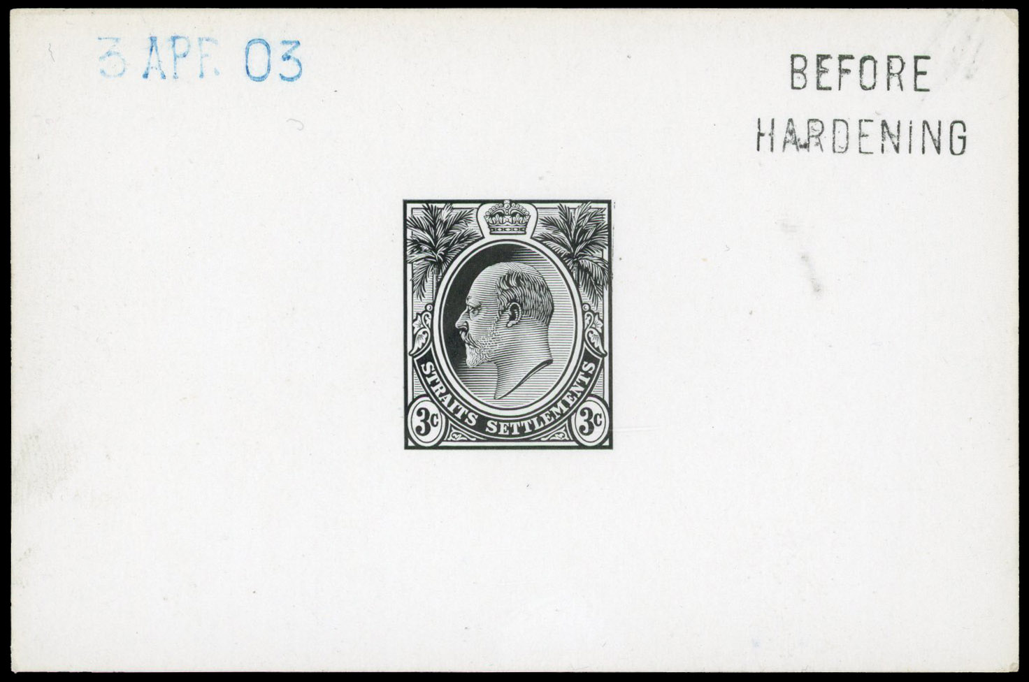 Straits Settlements 1903 3c die proof