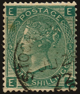 1872 1s Green "Stock Exchange Forgery" Pl.5. Very...