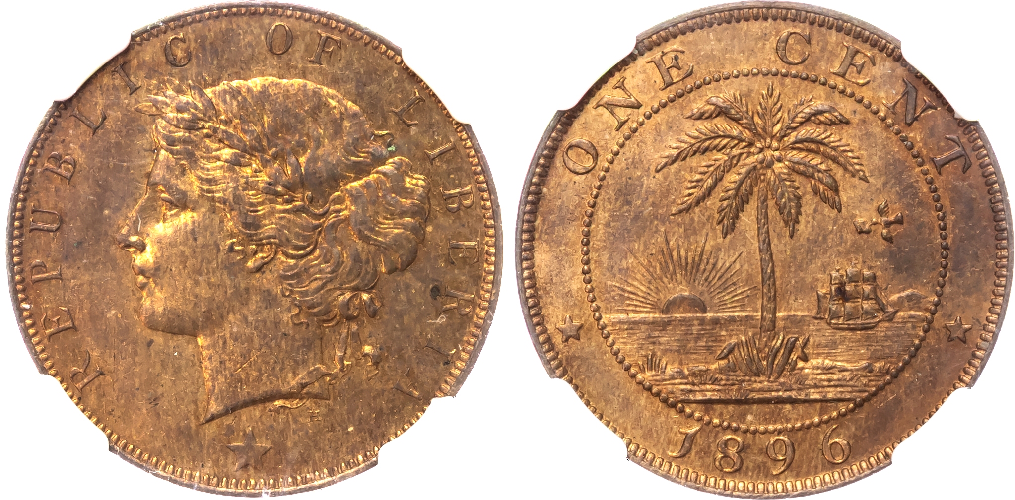 Liberia, Republic, copper Cent, 1896 - MS 63