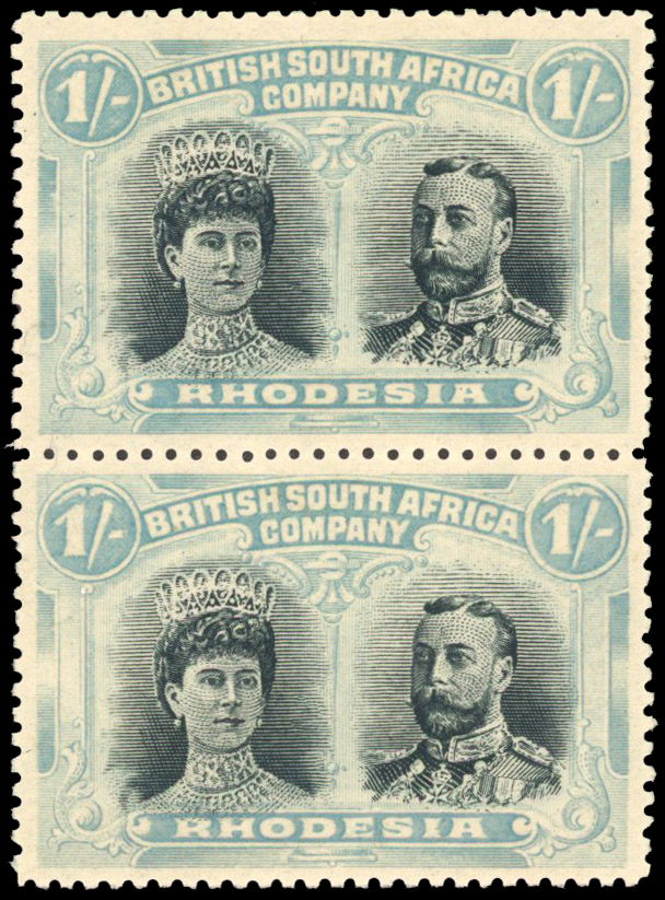 RSC F  variant 1/- black and pale turquoise-blue pair mint