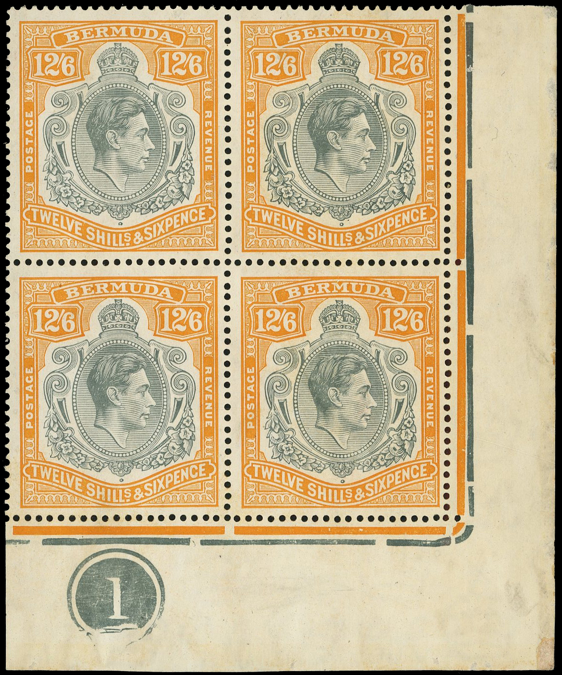 Bermuda SG 120b Plate block mint
