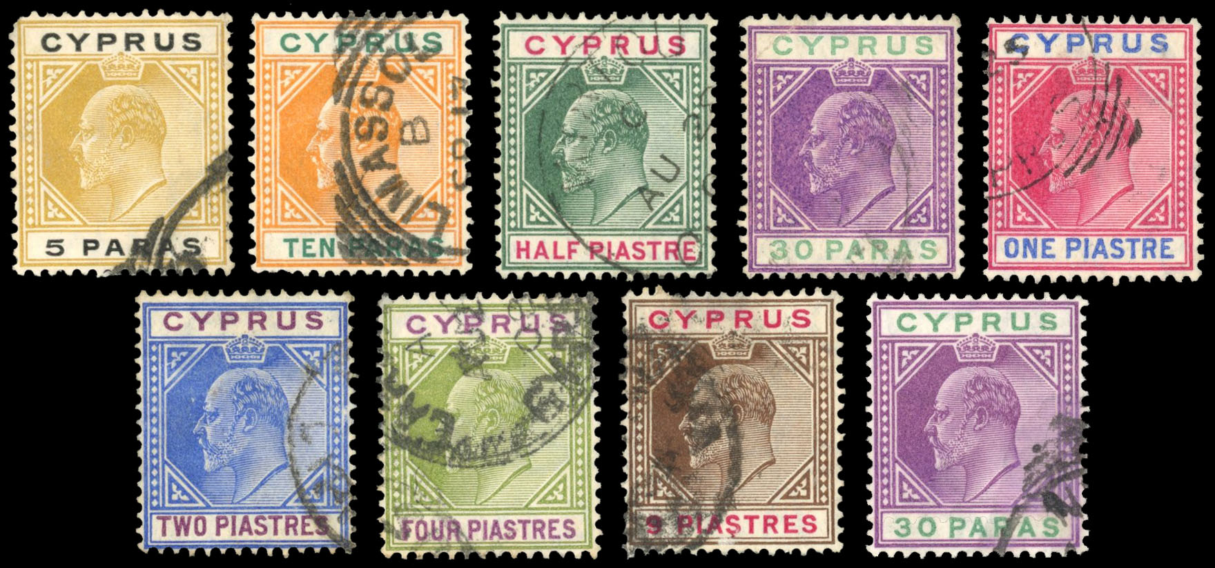 Cyprus SG 60a/68b 1904-10 varieties used
