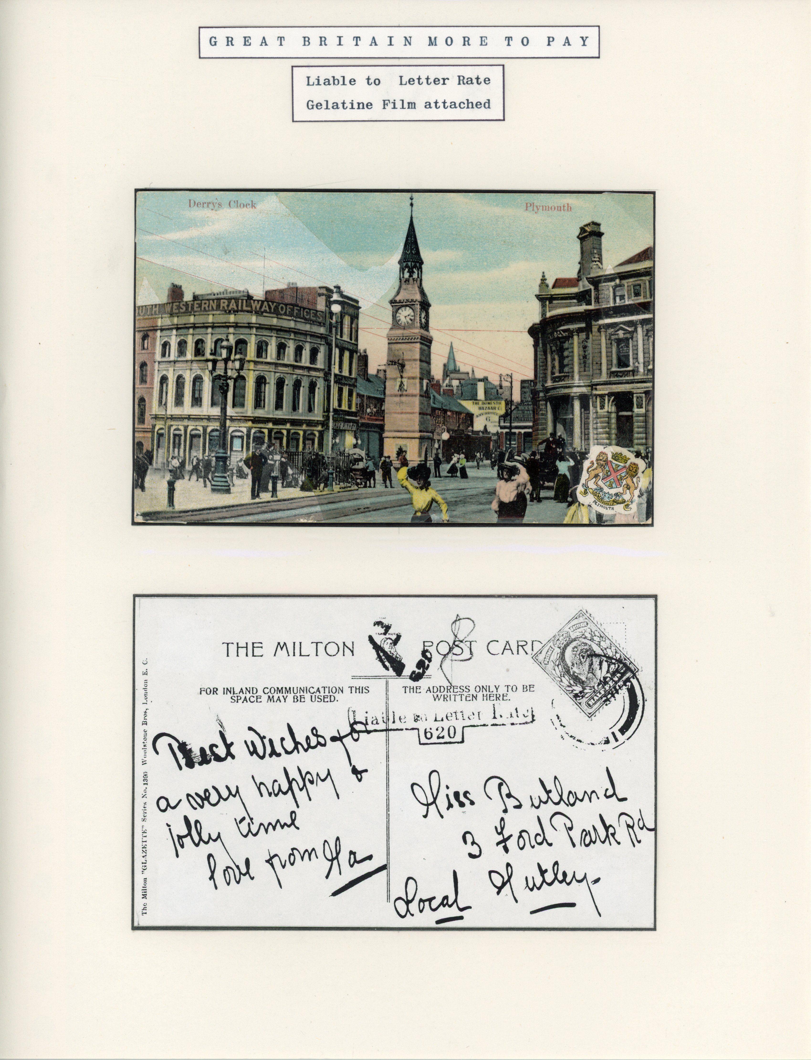 Great Britain 1900s novelty postcard coated with a film