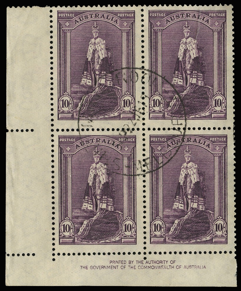 1948 10/- dull purple on ordinary paper, "By...