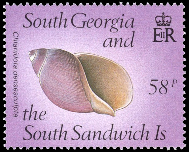 South Georgia SG 182w 1988 25p Shells watermark sideways inverted mint