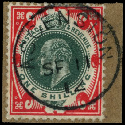 1902-11 1s green and carmine tied to paper...