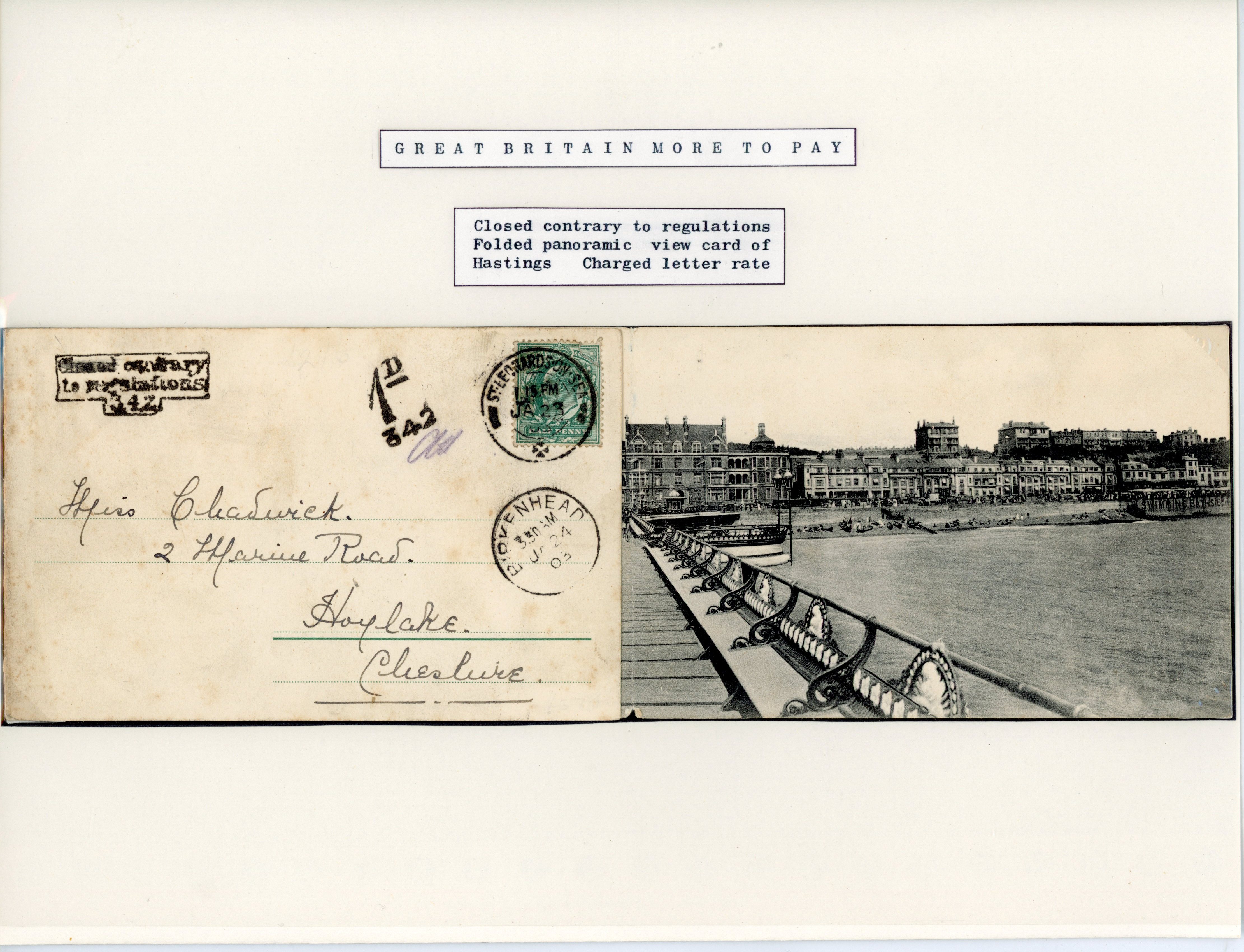 Great Britain 1903 Panoramic novelty postcard of Hastings