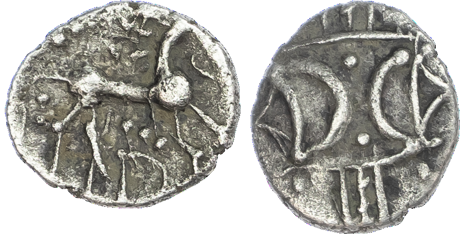 Iceni, Ecen (c. AD 25‑38) AR Unit, ‘Ecen ED’ type, 0.85g.