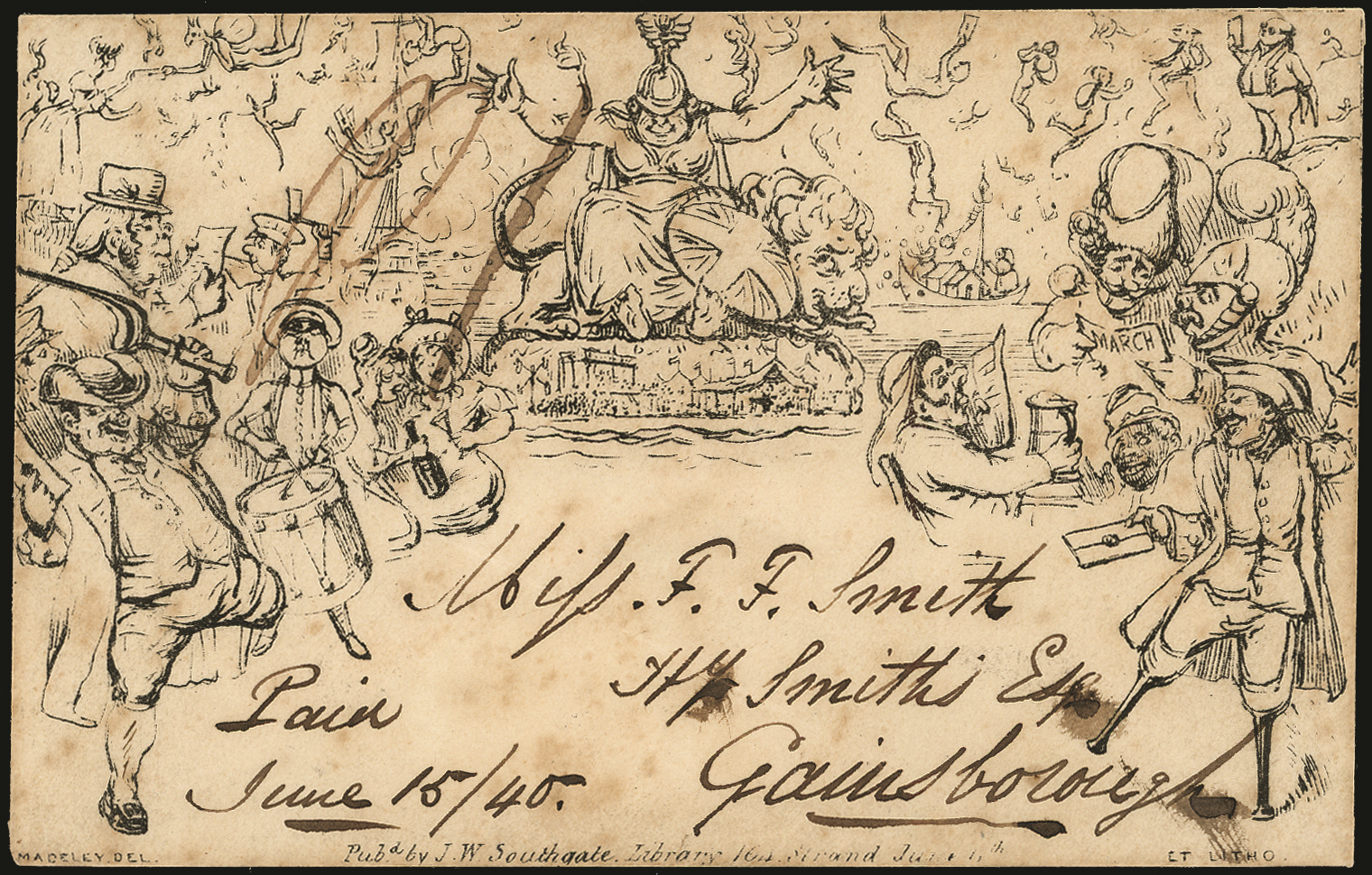 1840 Southgate No.3 envelope vfu