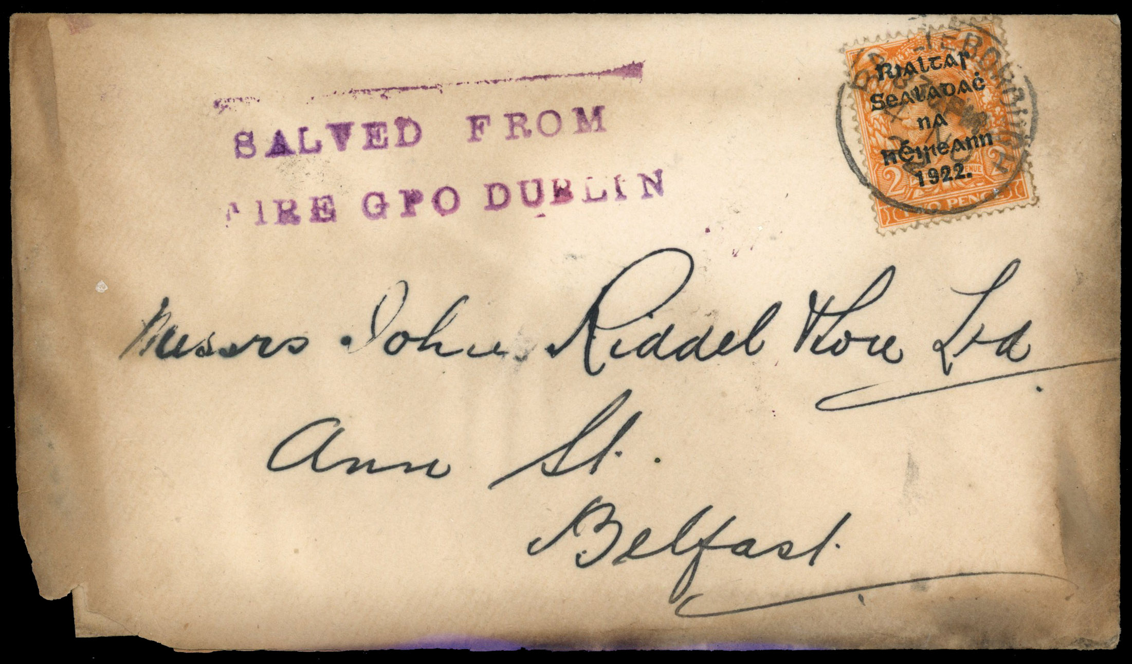 Ireland 1922 fire damaged cover