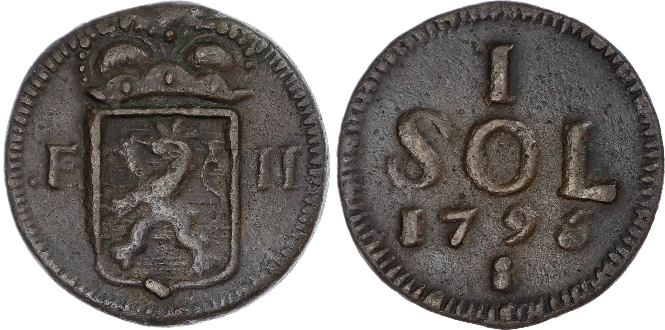 Luxembourg. Siege of Luxembourg Cast Æ Sol. 1795. 