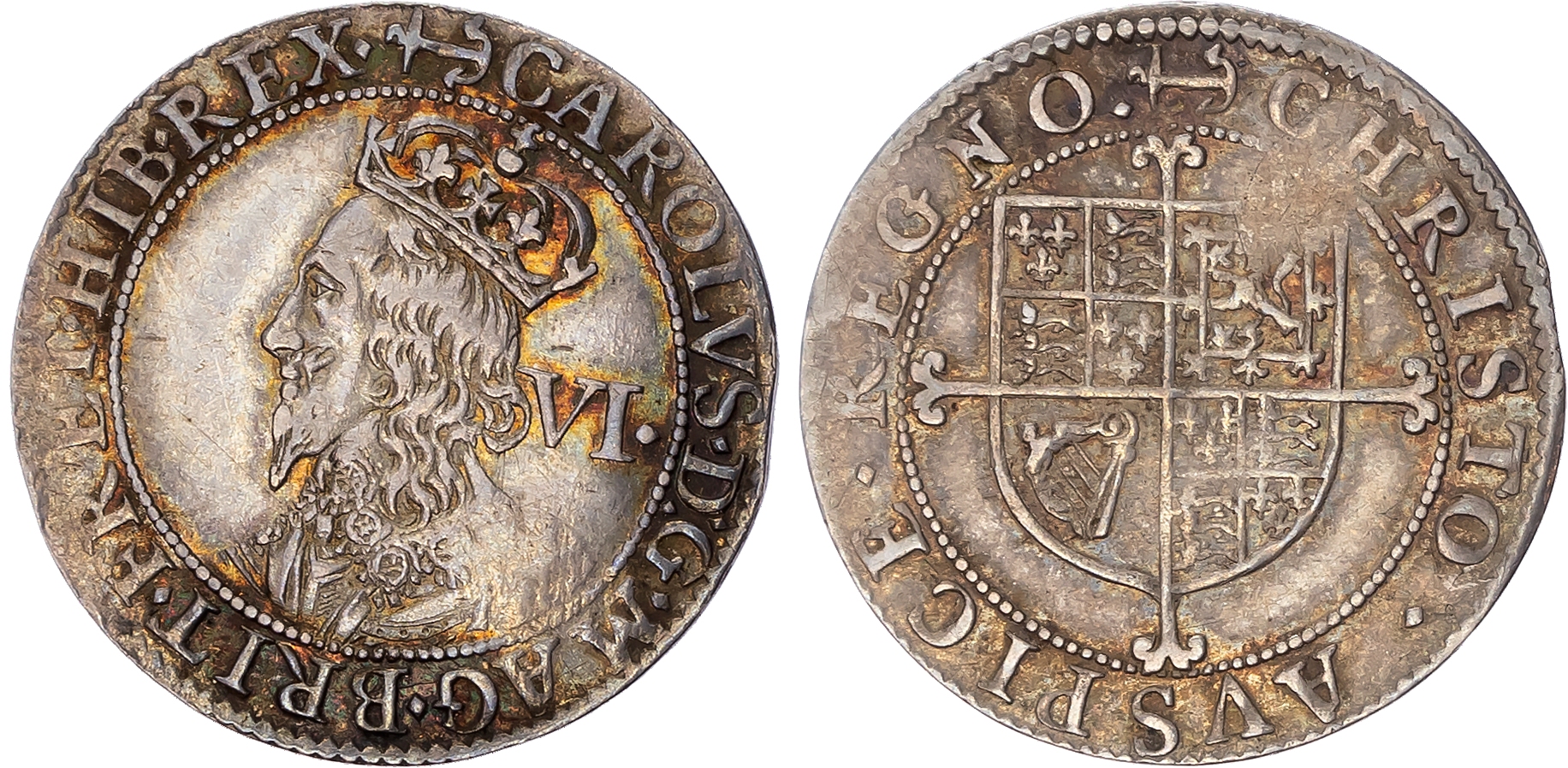 Charles I (1625-1649), AR Sixpence, Briot’s Second Milled issue. Tower (London) mint under Briot; mm: anchor - 1638-1639…