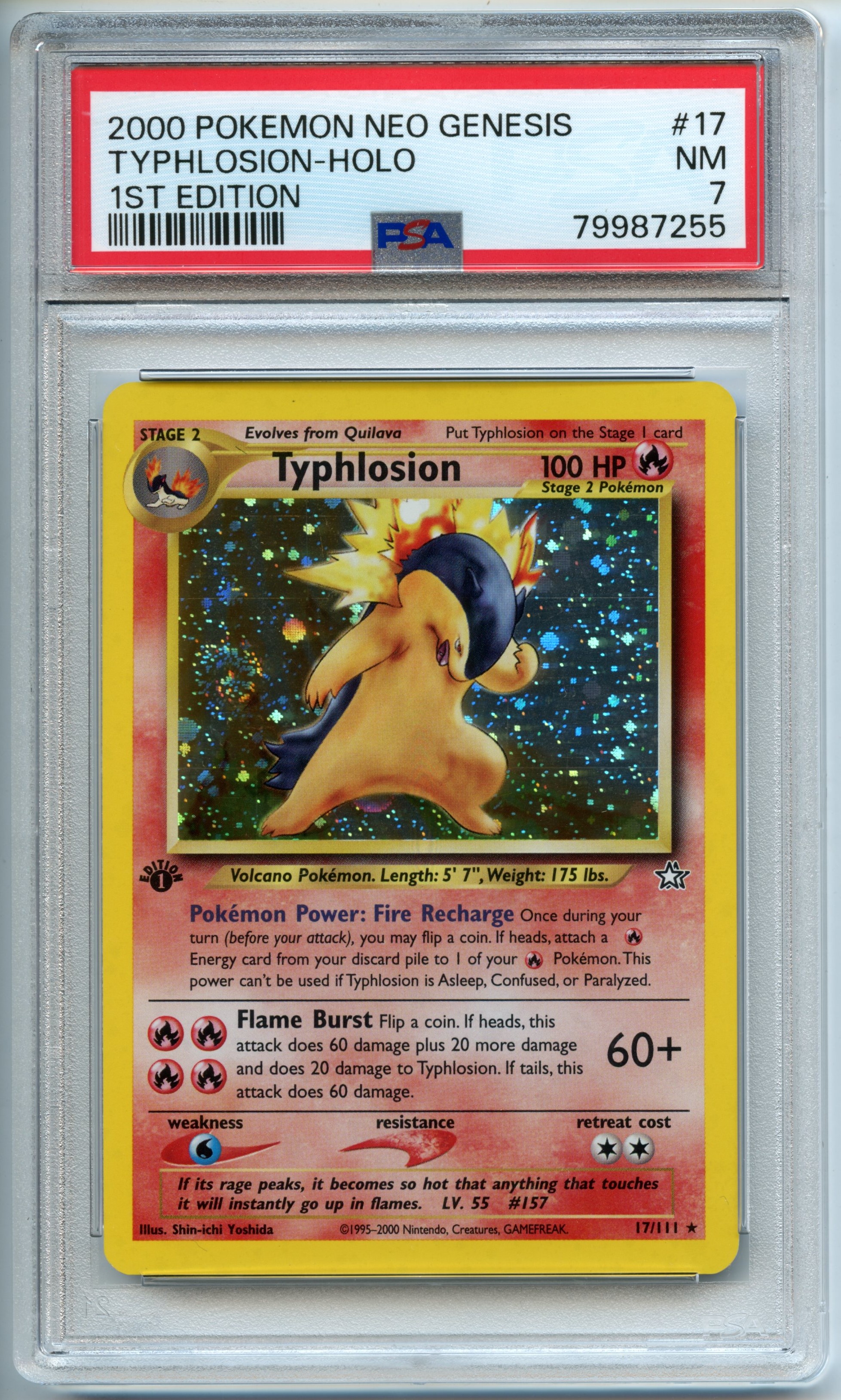 Pokemon TCG  - Typhlosion HOLO  - 1st Edition Neo Genesis - PSA 7