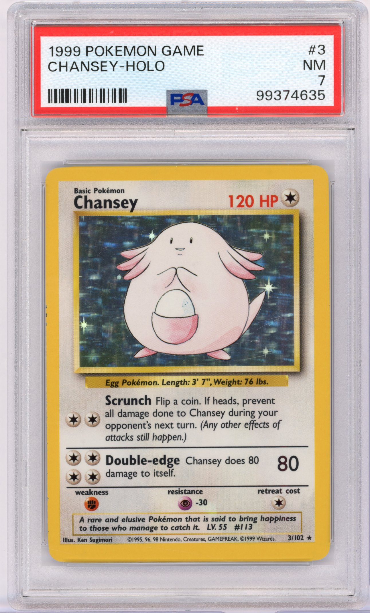 PSA 7 Chansey #3 Holo Base Set