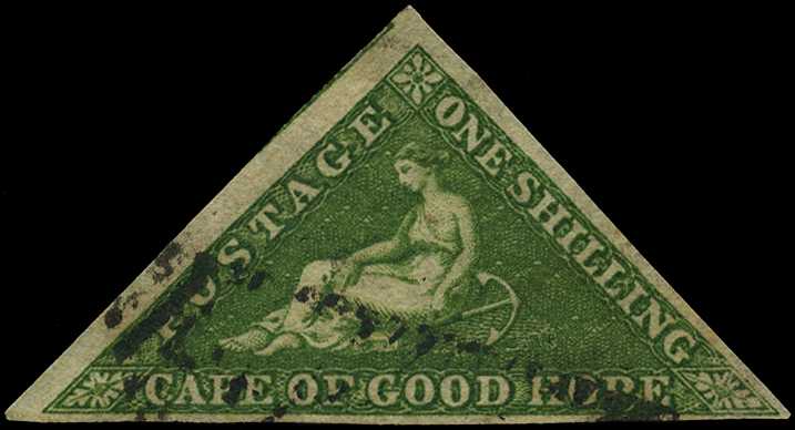 1858 1/- bright yellow-green, used example...