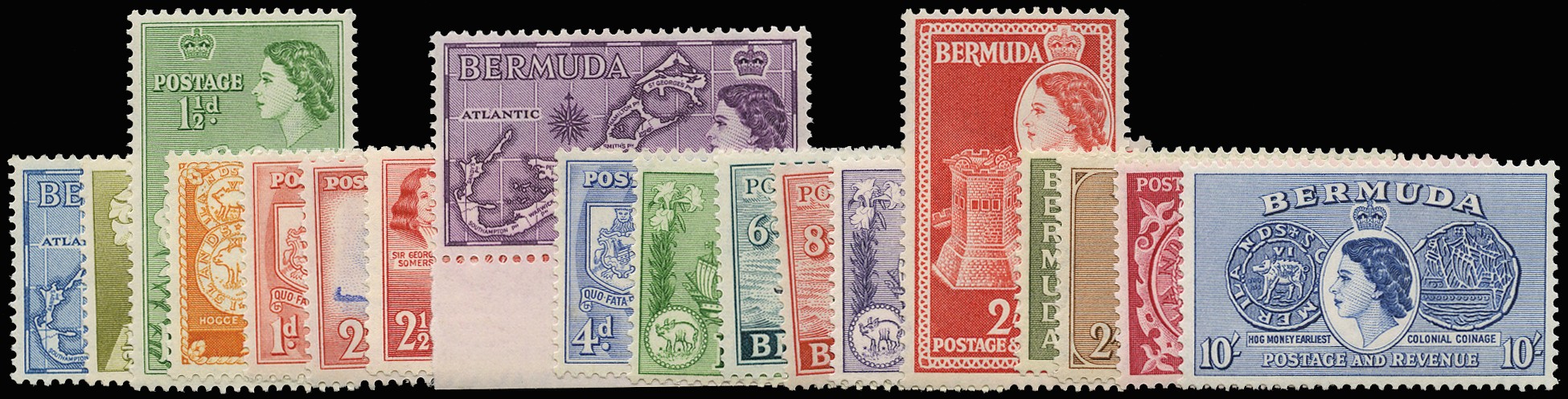 1953-62 set of eighteen to £1, unmounted...