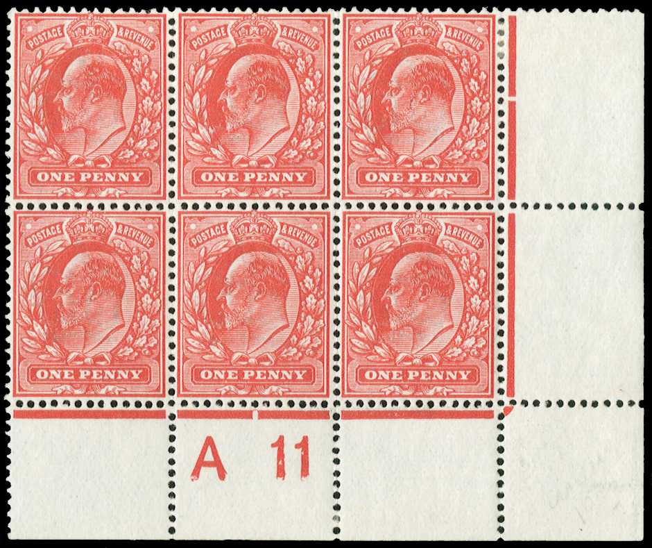 1911 1d aniline rose (F). Very fine unused...