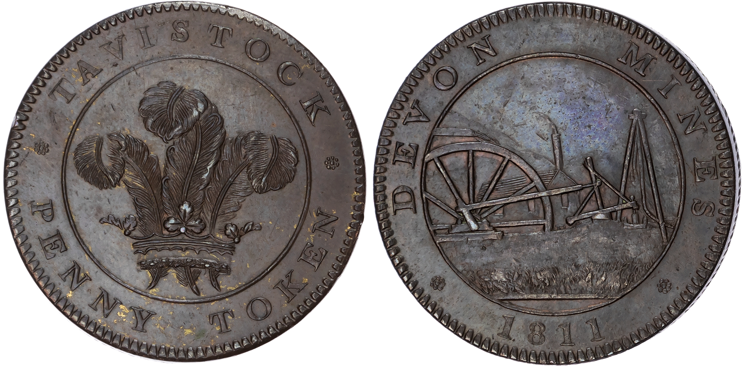 TAVISTOCK , Dev. Devon Mines Penny 1811, Another but little smoke, 34mm/24.73gm. (W 1135; D 24). Extremely fin…
